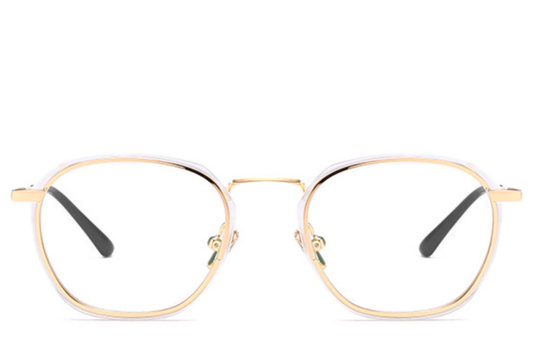BS0406-0050_Golden_Rectangular_Metal_Glasses_front