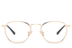 BS0406-0050_Golden_Rectangular_Metal_Glasses_front