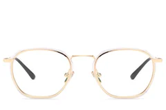BS0406-0050_Golden_Rectangular_Metal_Glasses_front