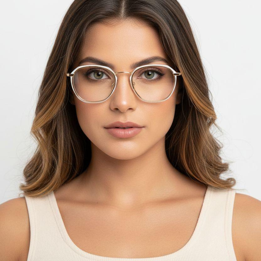 Rectangular Golden Metal Glasses #BS0406-0050