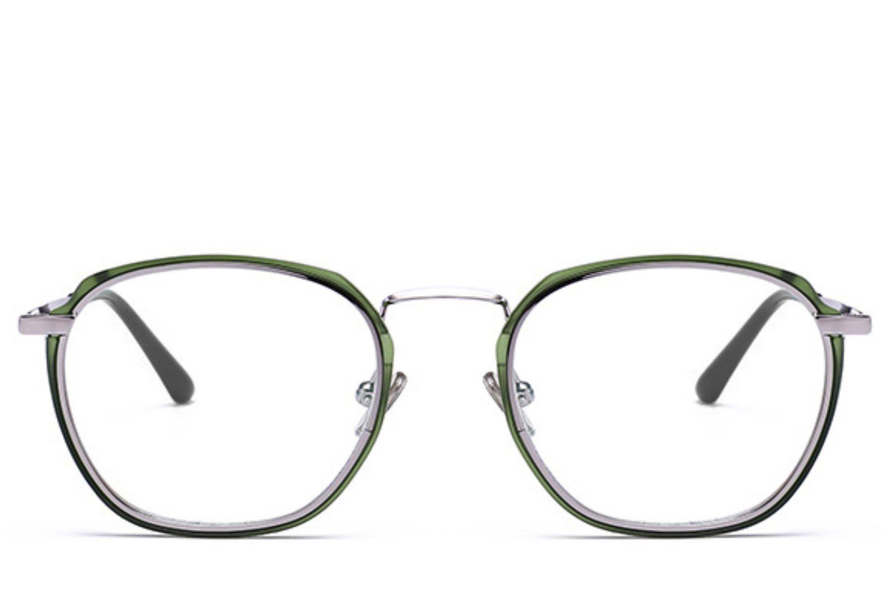 BS0406-0051_Green_Rectangular_Metal_Glasses_front