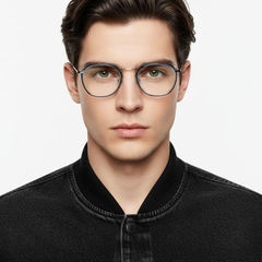 Rectangular Blue Metal Glasses #BS0406-0052