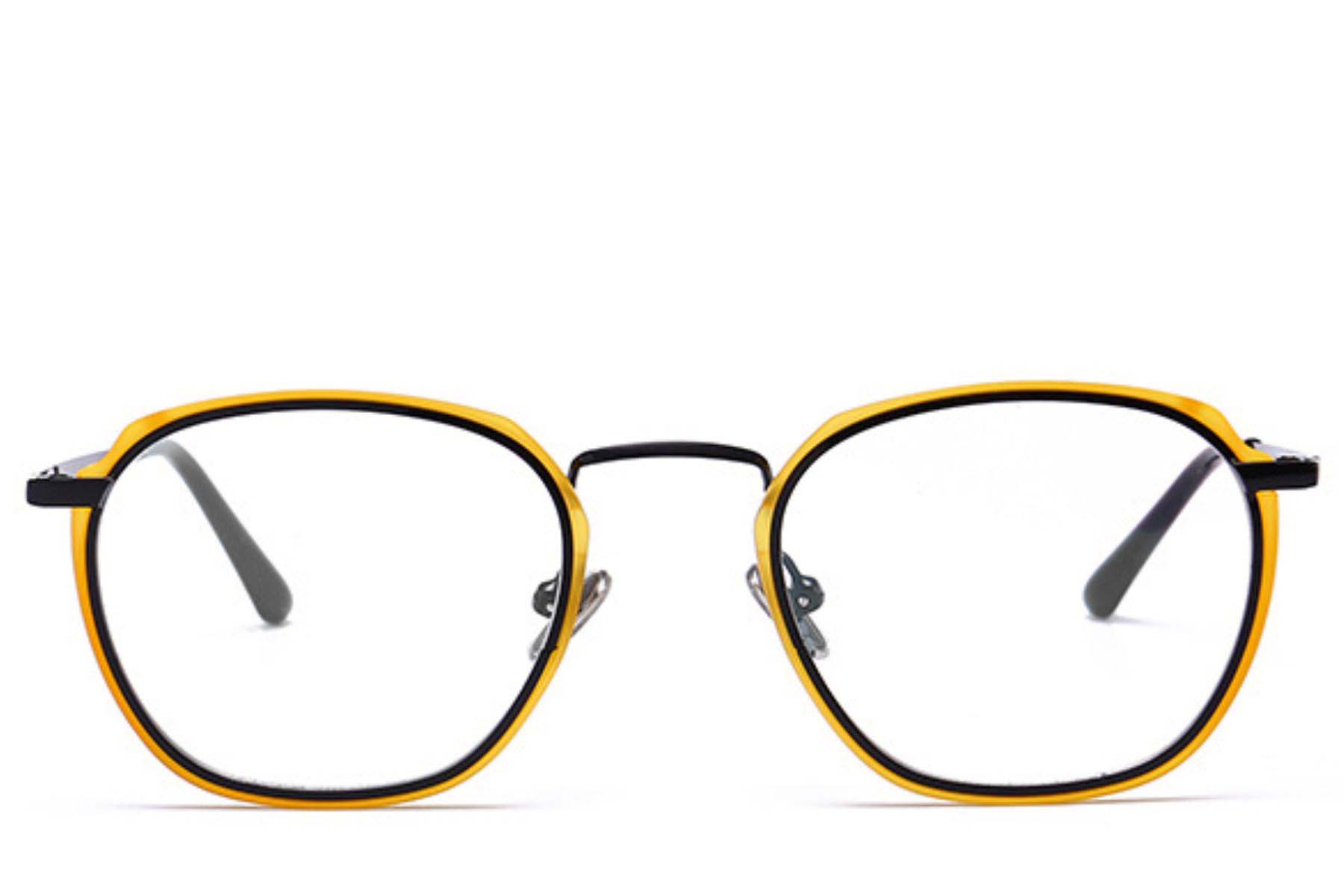 BS0406-0053_Yellow_Rectangular_Metal_Glasses_front