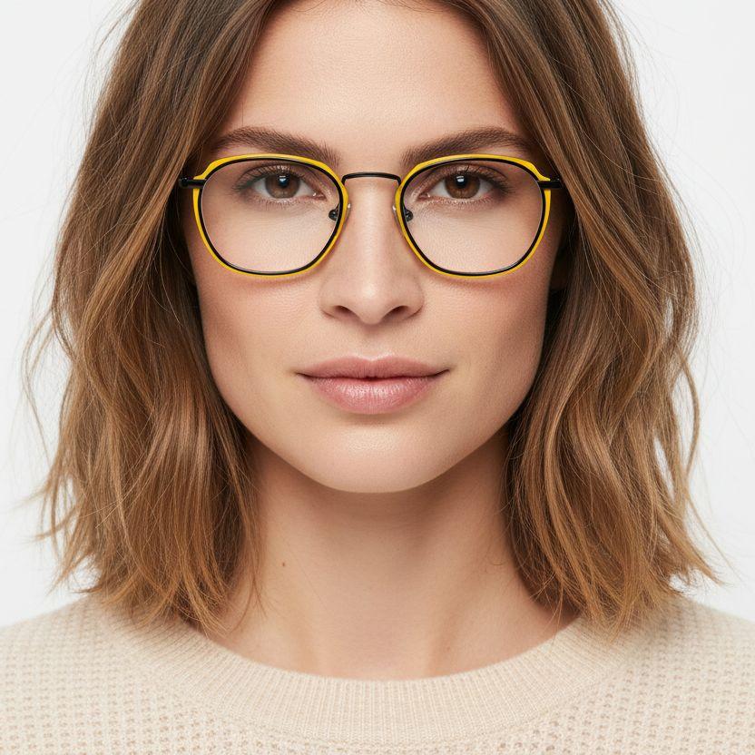 BS0406-0053_Yellow_Rectangular_Metal_Glasses_model