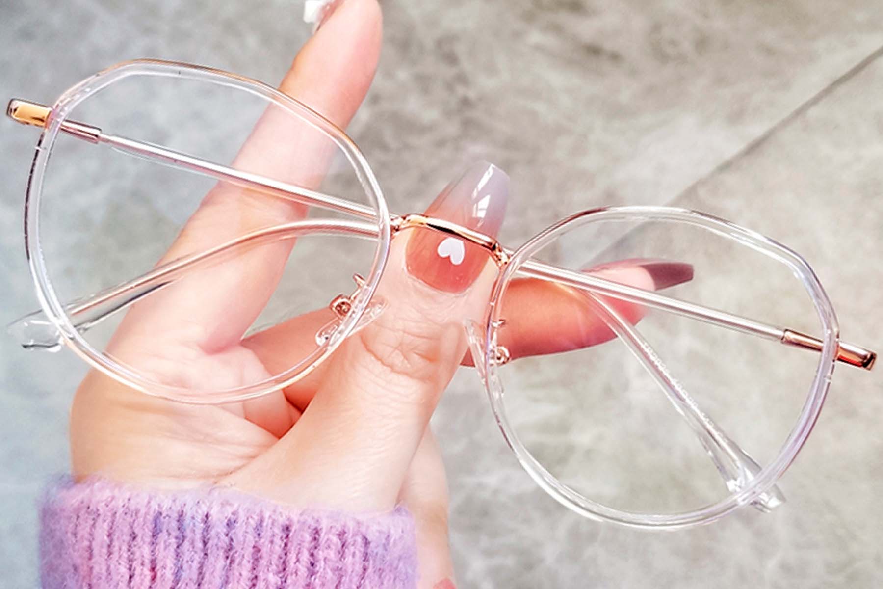 BS0406-0059_Pink_Geometric_Metal_Glasses_front