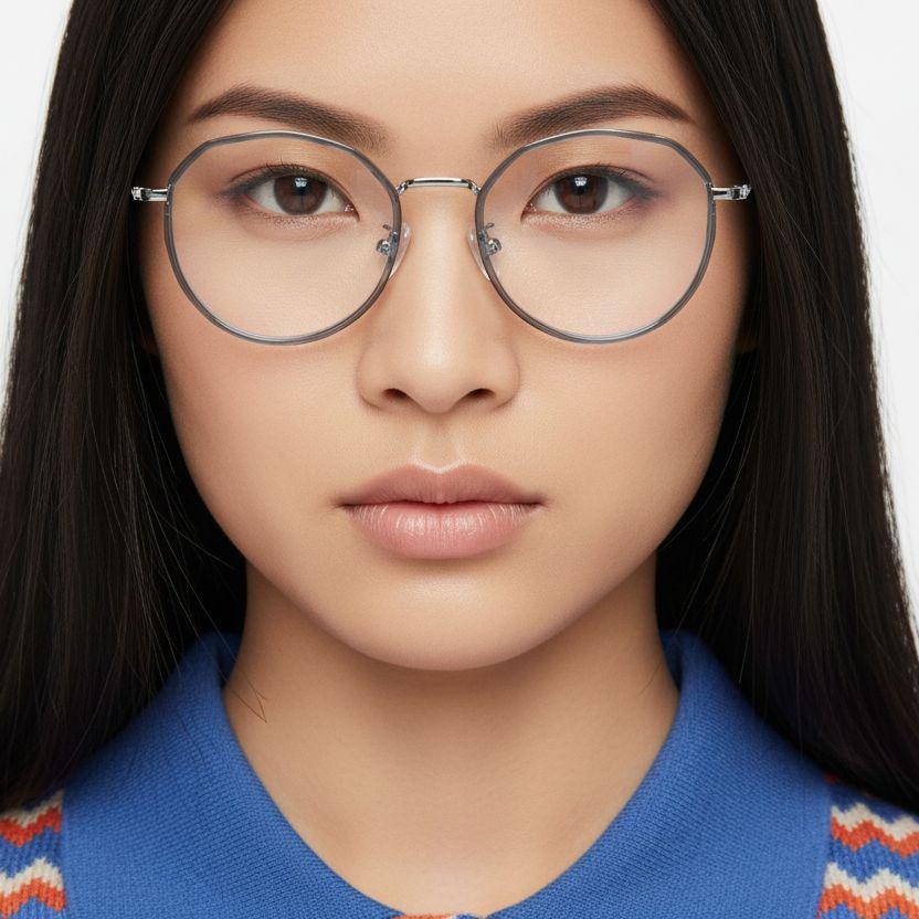 Gafas geométricas de metal gris #BS0406-0061