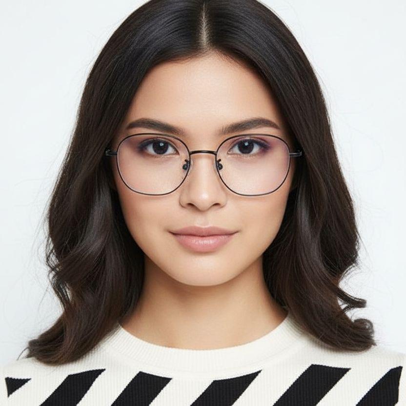 Ovale zwarte metalen bril #BS0406-0074