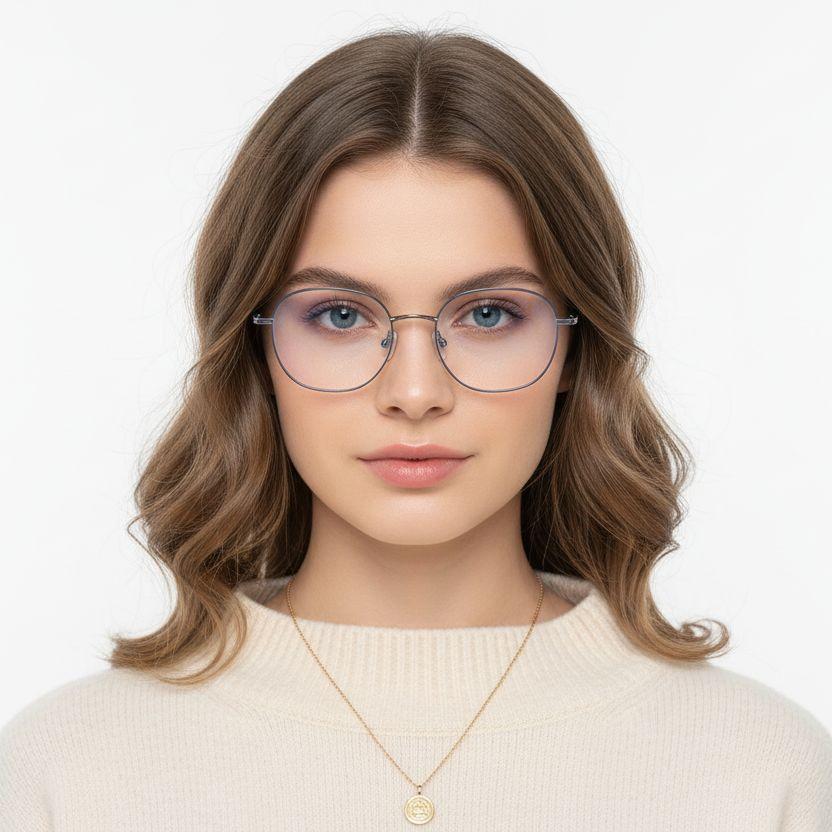 Oval Blue Metal Glasses #BS0406-0078