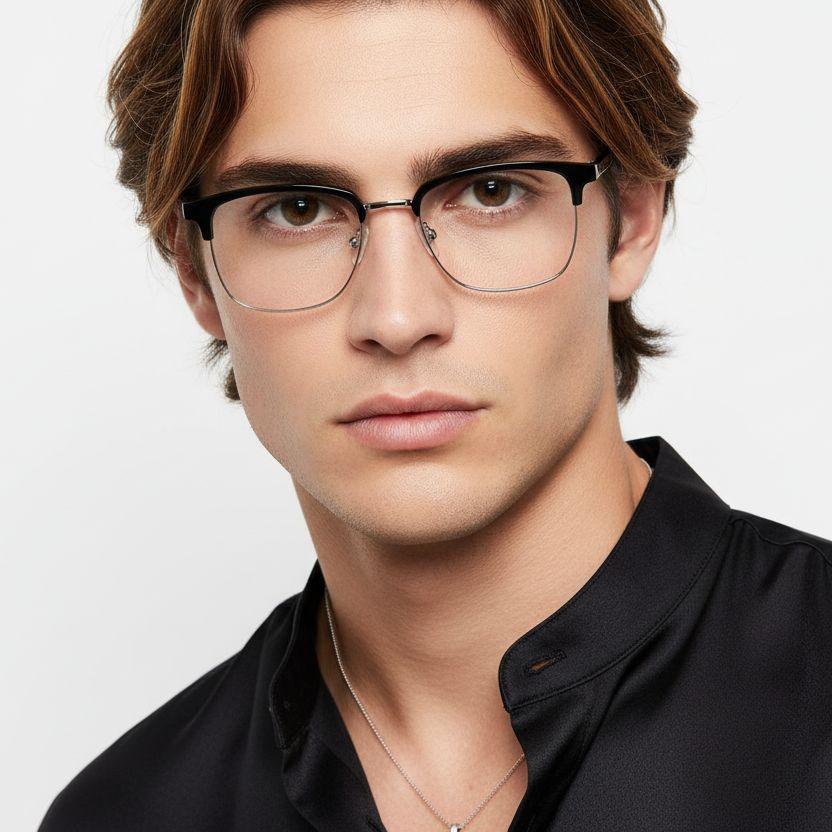 Semi-rimless Silver TR90 Glasses #BS0406-0079