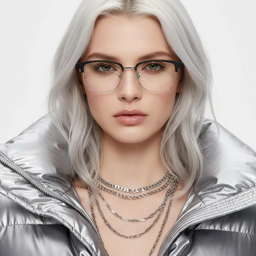 Semi-rimless Black TR90 Glasses #BS0406-0081