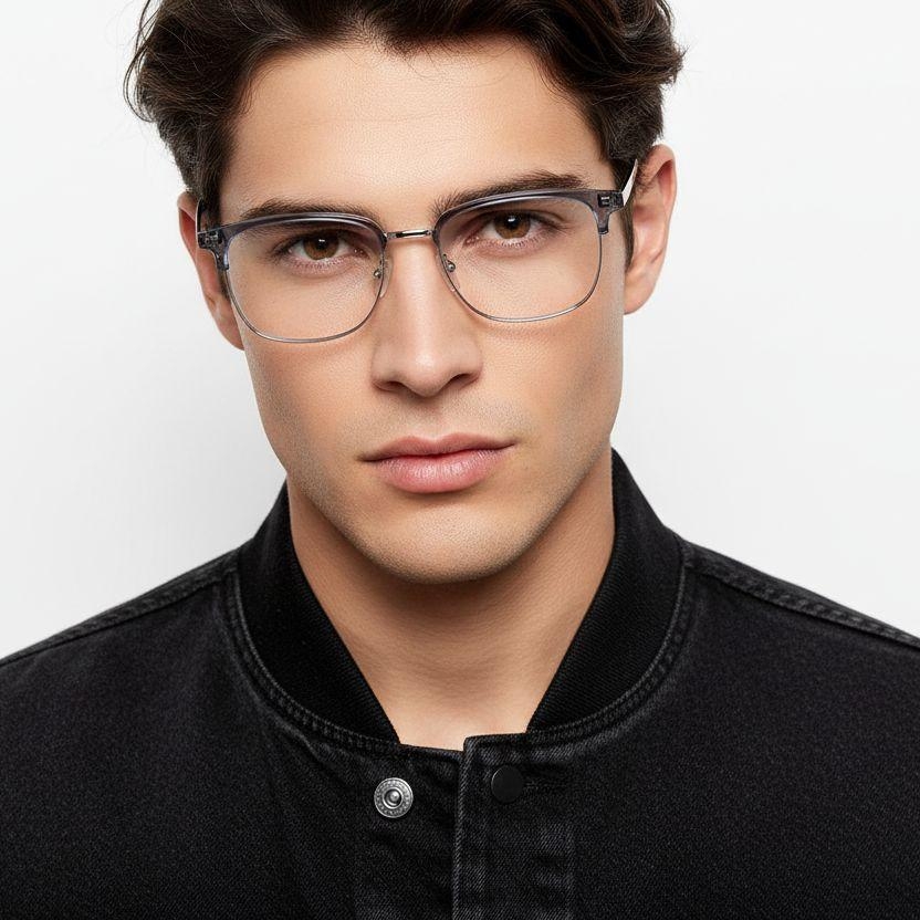 Semi-rimless Grey TR90 Glasses #BS0406-0082