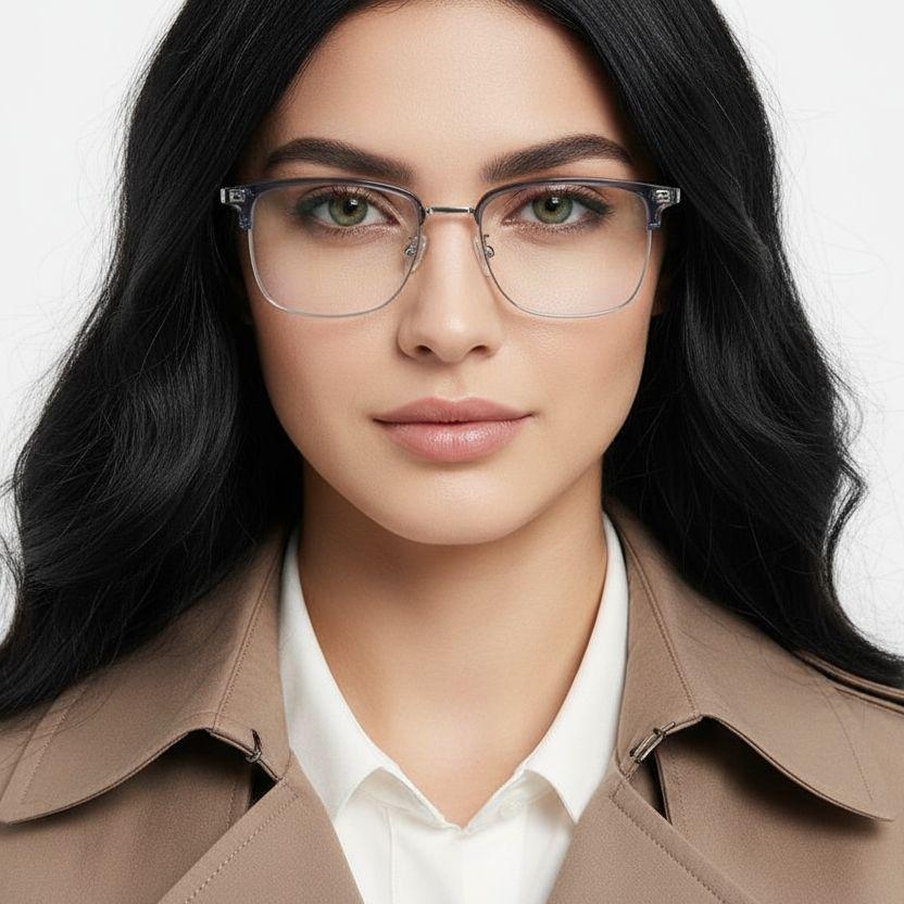 Semi-rimless Grey TR90 Glasses #BS0406-0082