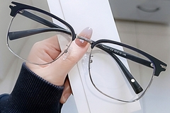 BS0406-0086_Black_Semi-rimless_TR90_Glasses_front