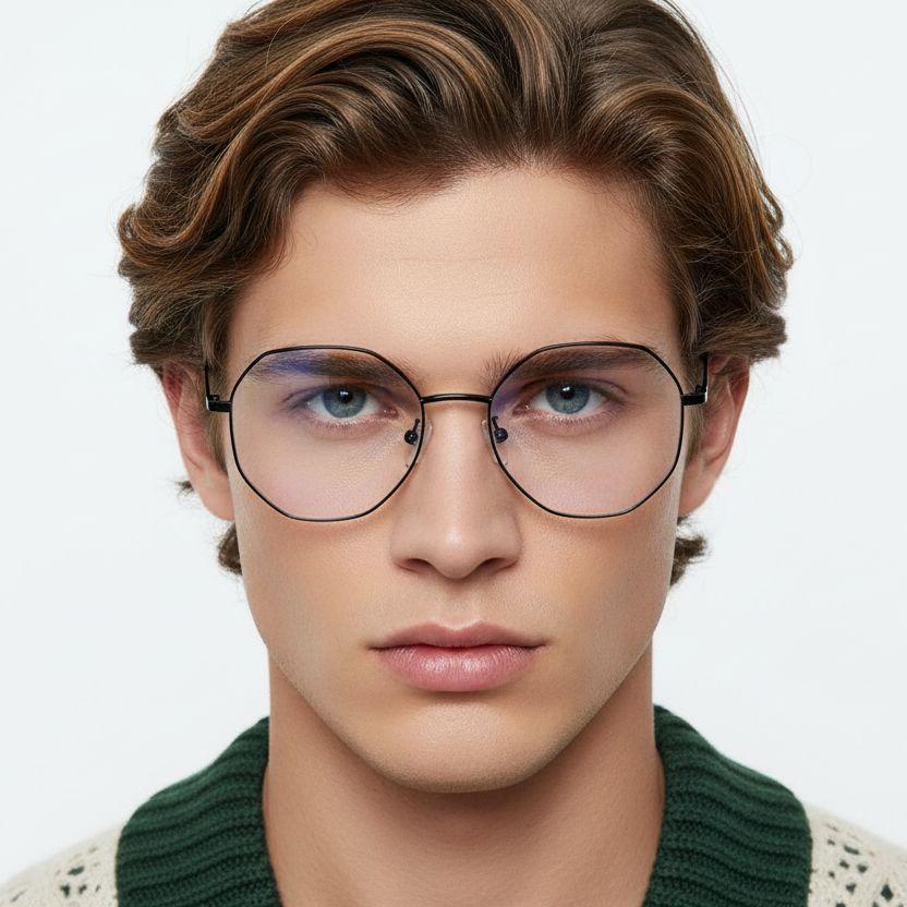 Gafas geométricas de metal negro #BS0406-0094