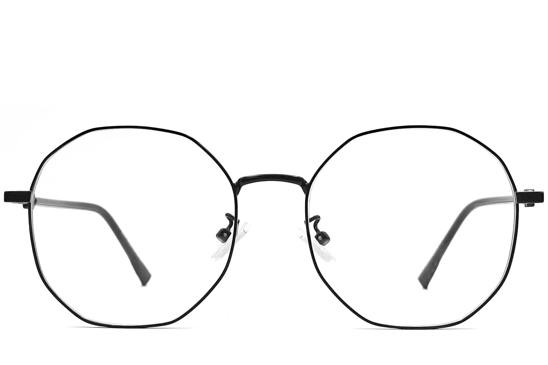 BS0406-0100_Black_Geometric_Metal_Glasses_front