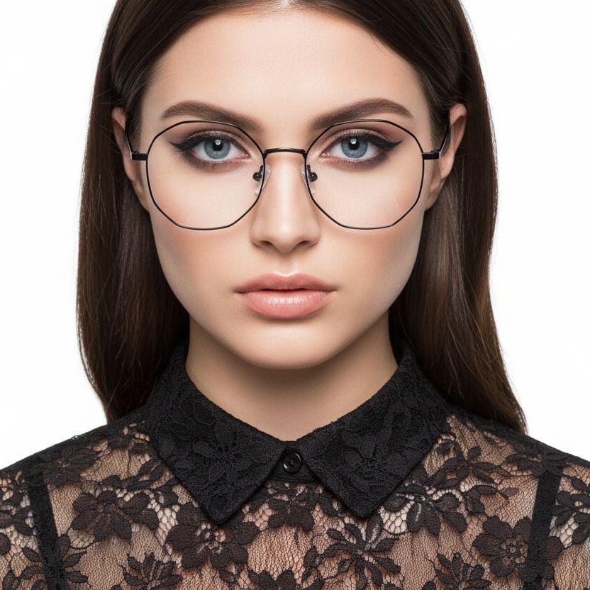 BS0406-0100_Black_Geometric_Metal_Glasses_model