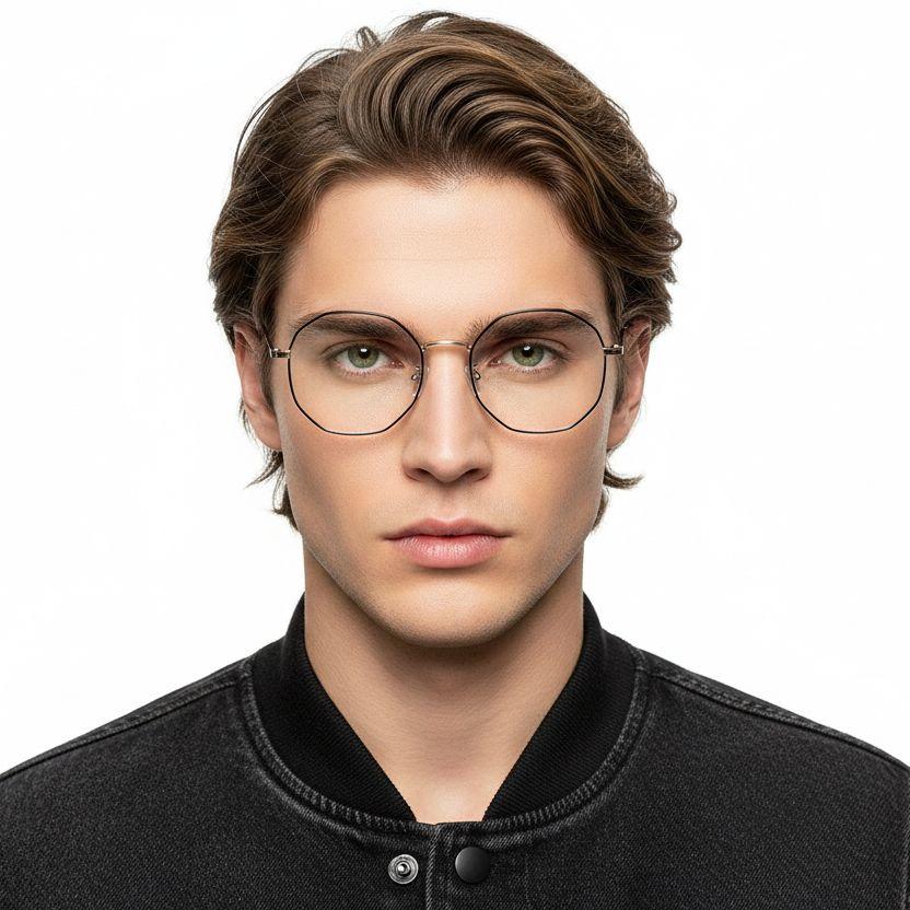 Gafas geométricas de metal negro #BS0406-0104