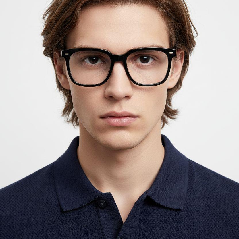 Lunettes rectangulaires noires TR90 #BS0406-0110