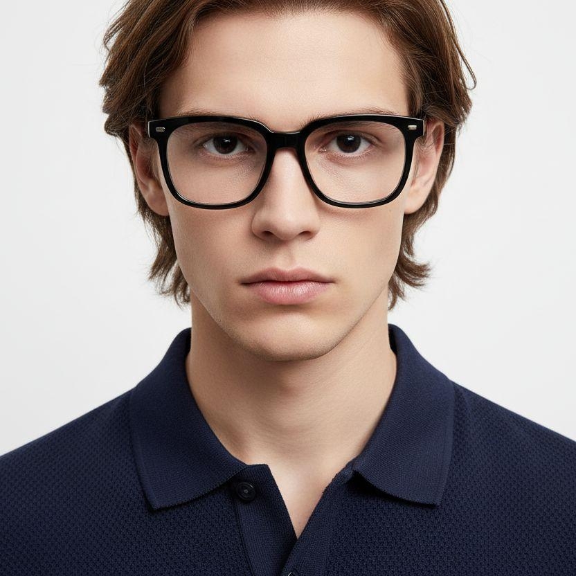 Lunettes rectangulaires noires TR90 #BS0406-0110