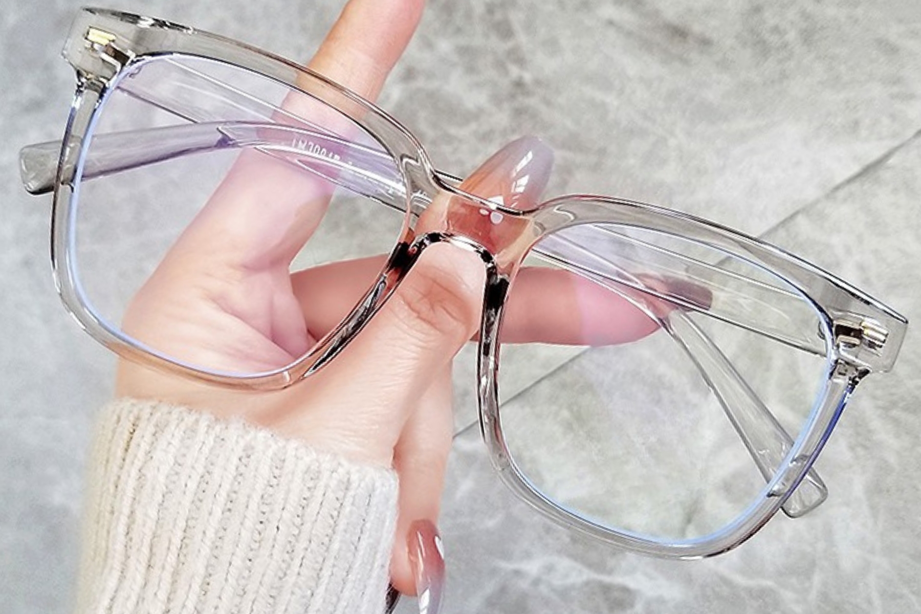 BS0406-0113_Grey_Rectangular_TR90_Glasses_front