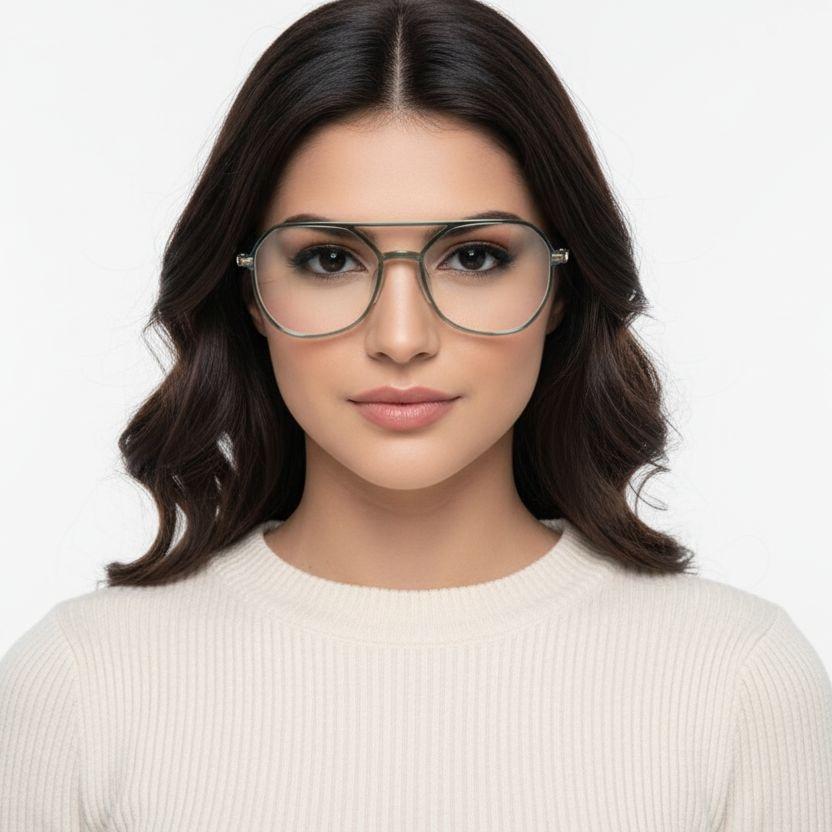 BS0406-0115_Green_Aviator_TR90_Glasses_model