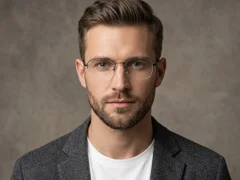 BS0406-0130_Black_Semi-rimless_Metal_Glasses-tryon_male