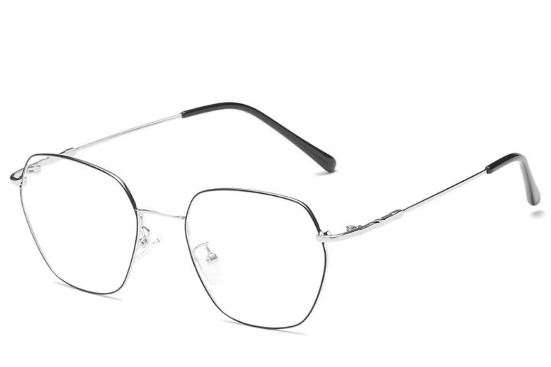 Gafas geométricas de metal plateado #BS0406-0145