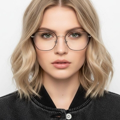 Gafas geométricas de metal plateado #BS0406-0145