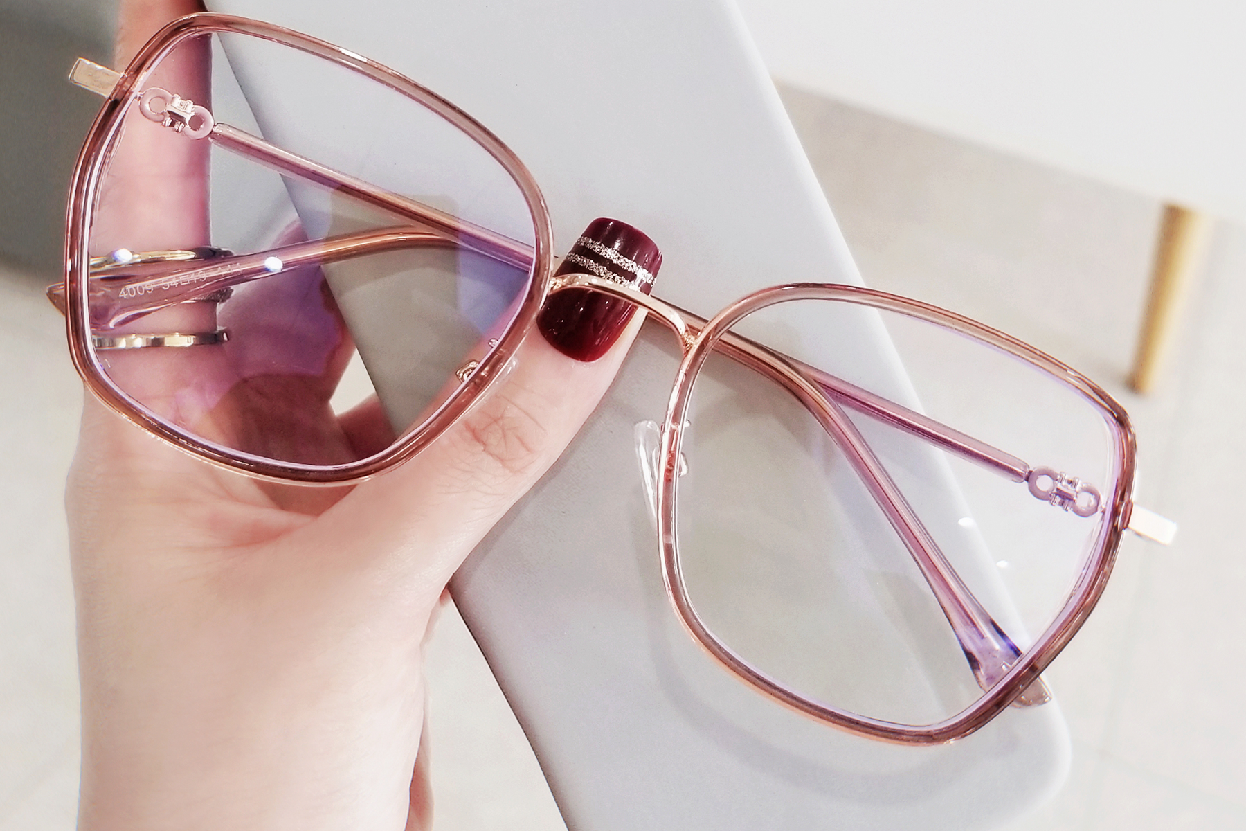 BS0406-0161_Golden_Geometric_Metal_Glasses_front