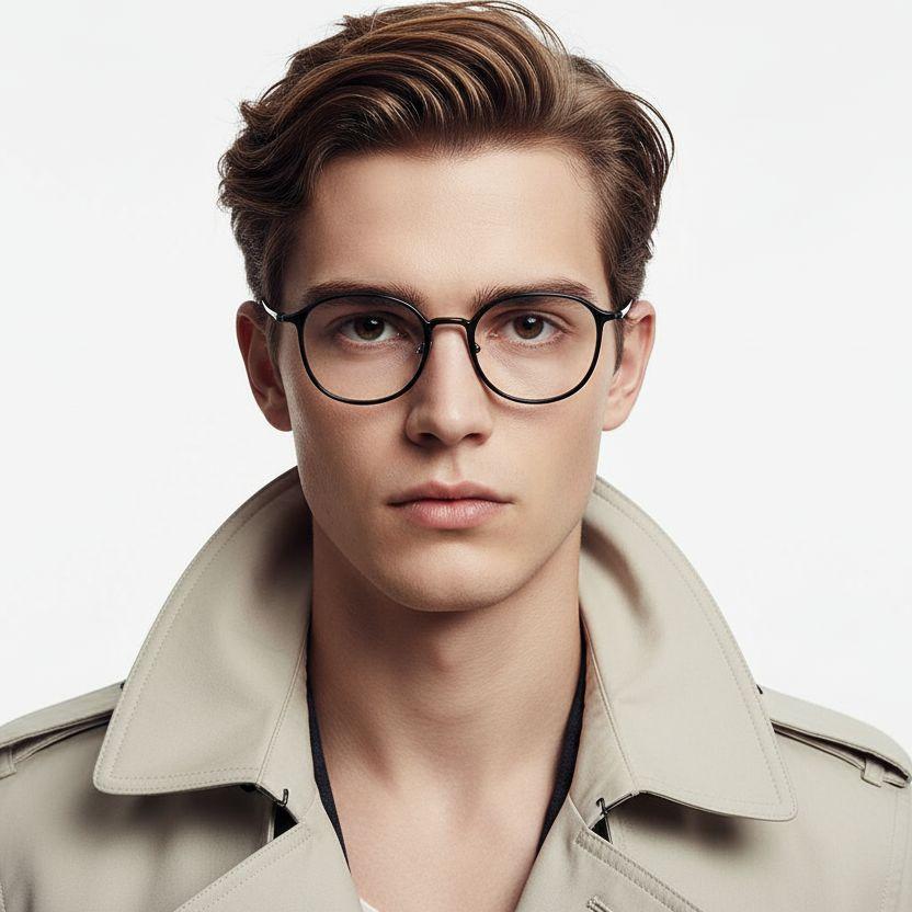 Ovale schwarze Titanbrille #BS0406-0167