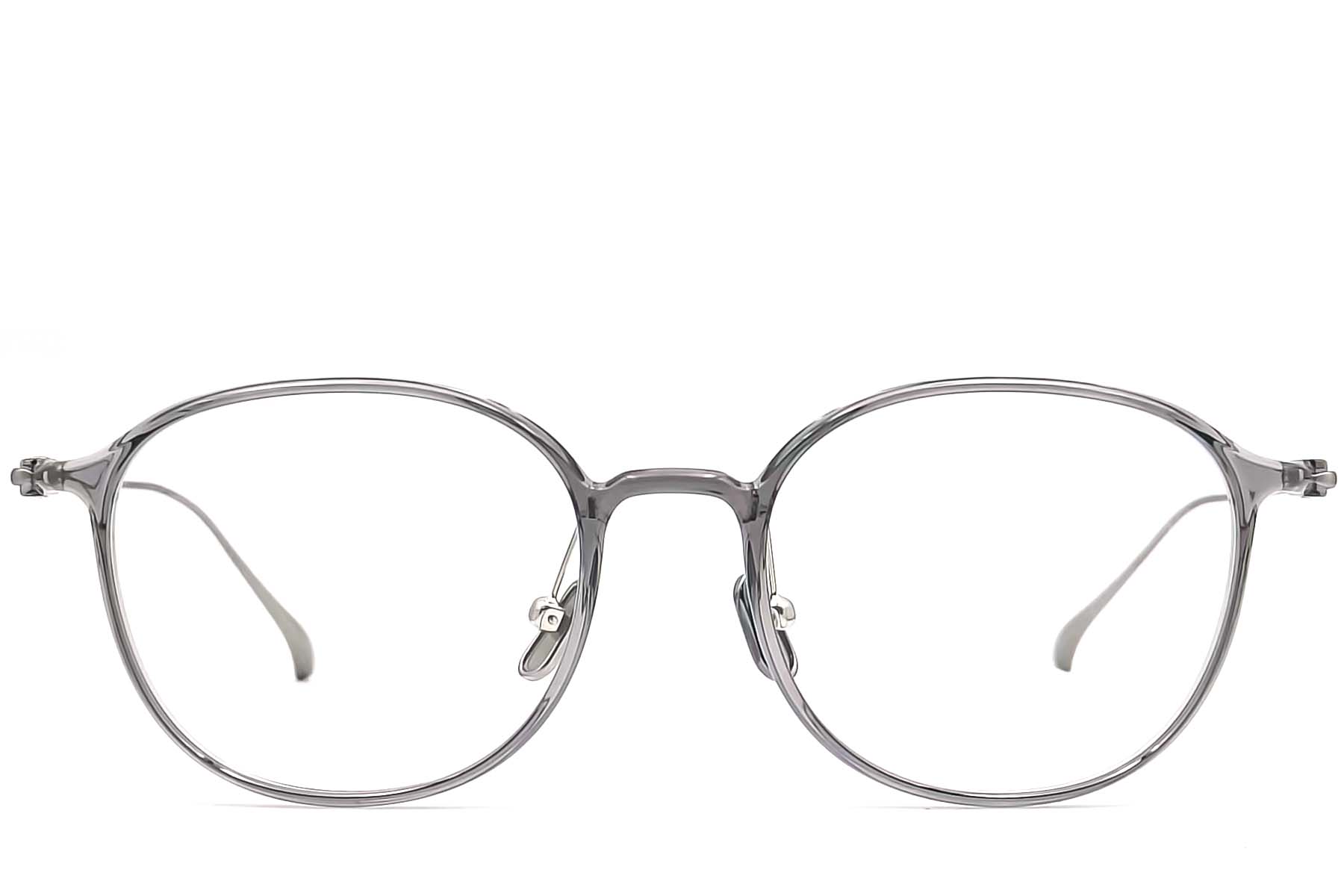 BS0406-0168_Grey_Oval_Titanium_Glasses_front