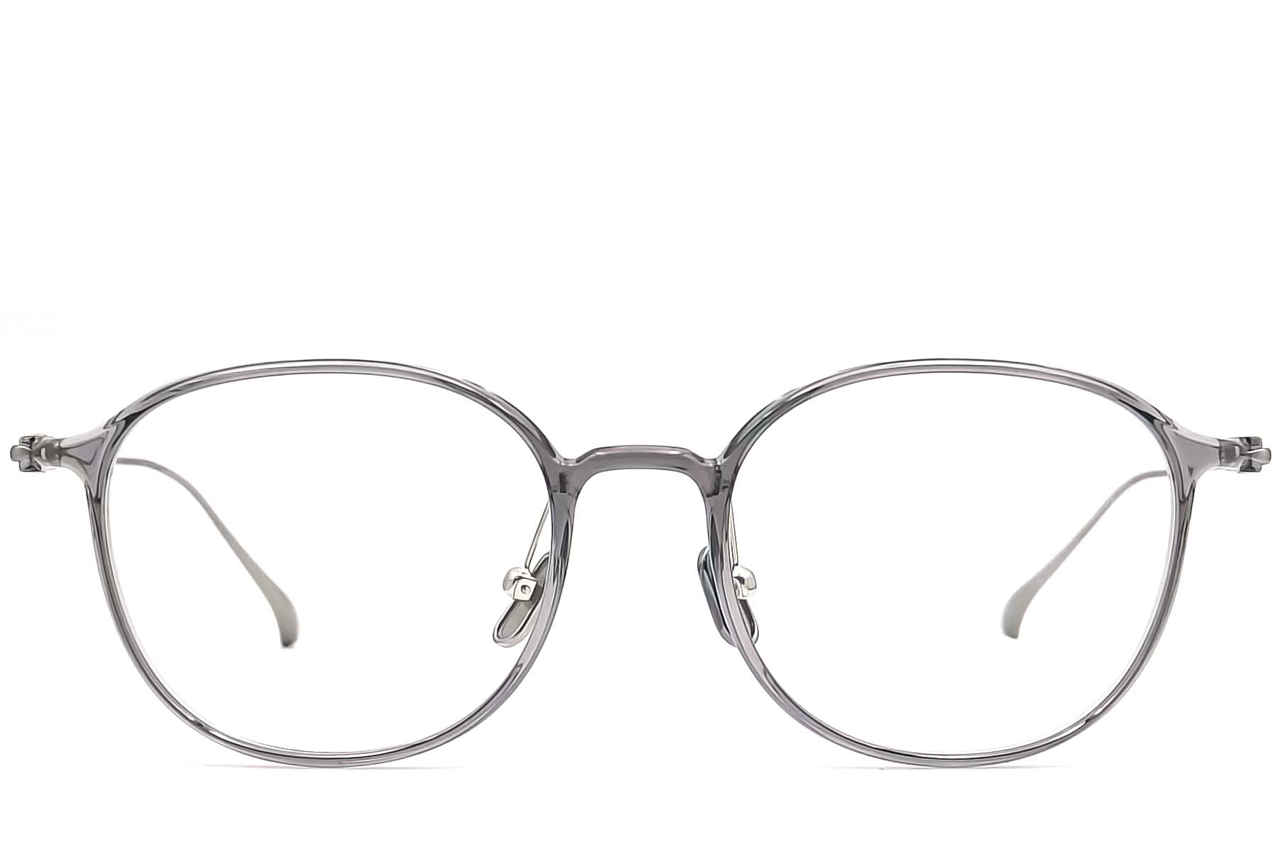 BS0406-0168_Grey_Oval_Titanium_Glasses_front