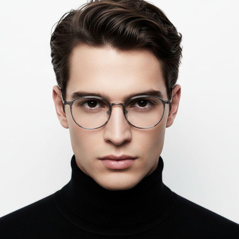 Oval Grey Titanium Glasses #BS0406-0168