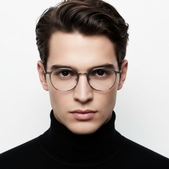 Oval Grey Titanium Glasses #BS0406-0168