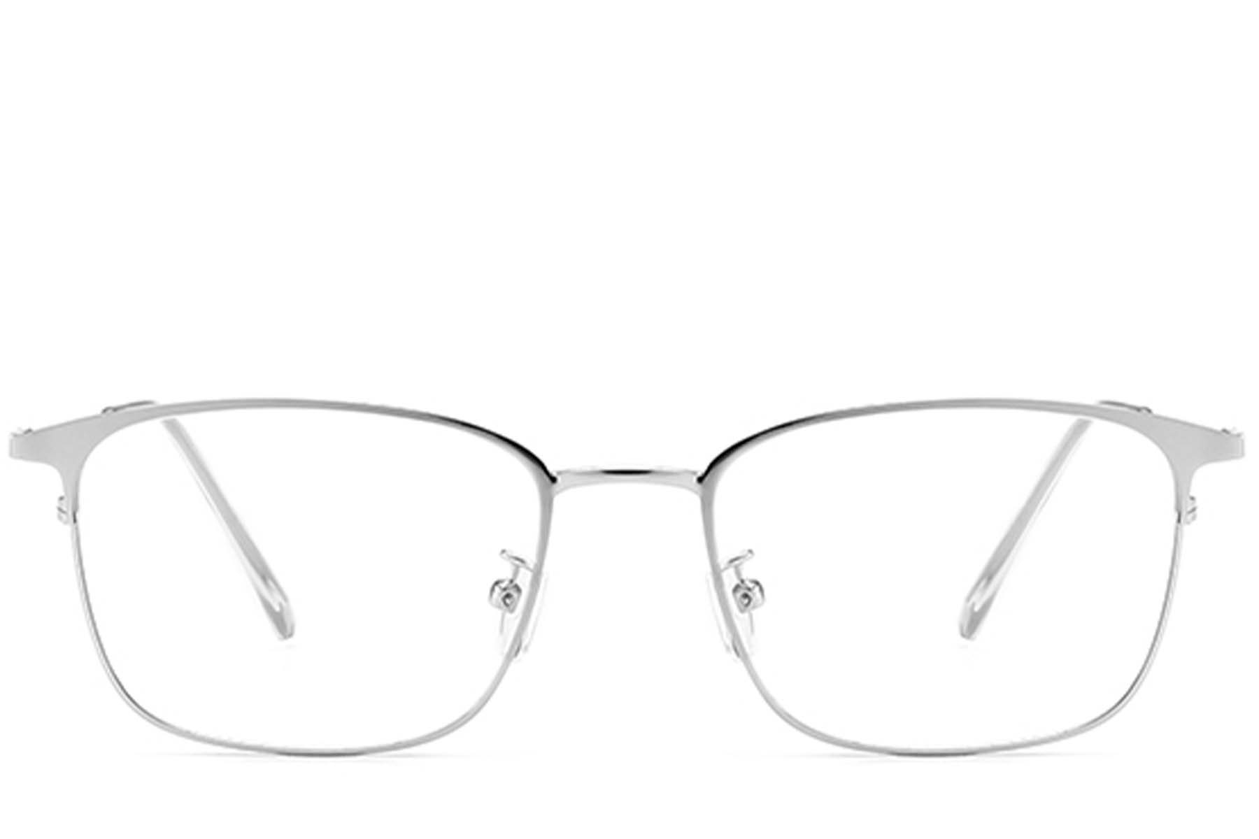 BS0406-0171_Silver_Rectangular_Metal_Glasses_front