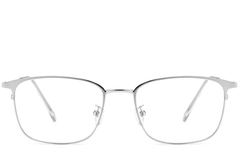 BS0406-0171_Silver_Rectangular_Metal_Glasses_front