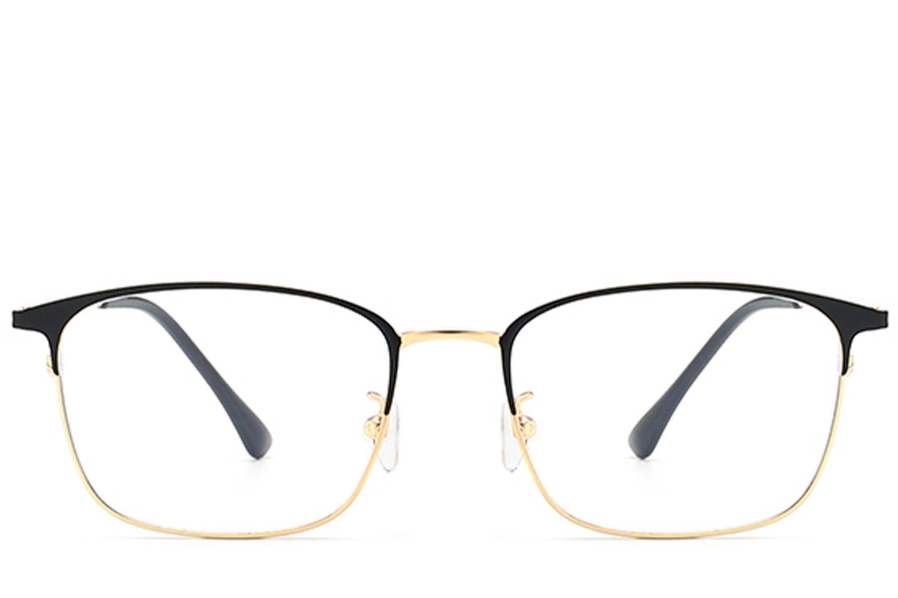 BS0406-0173_Golden_Rectangular_Metal_Glasses_front