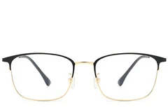 BS0406-0173_Golden_Rectangular_Metal_Glasses_front