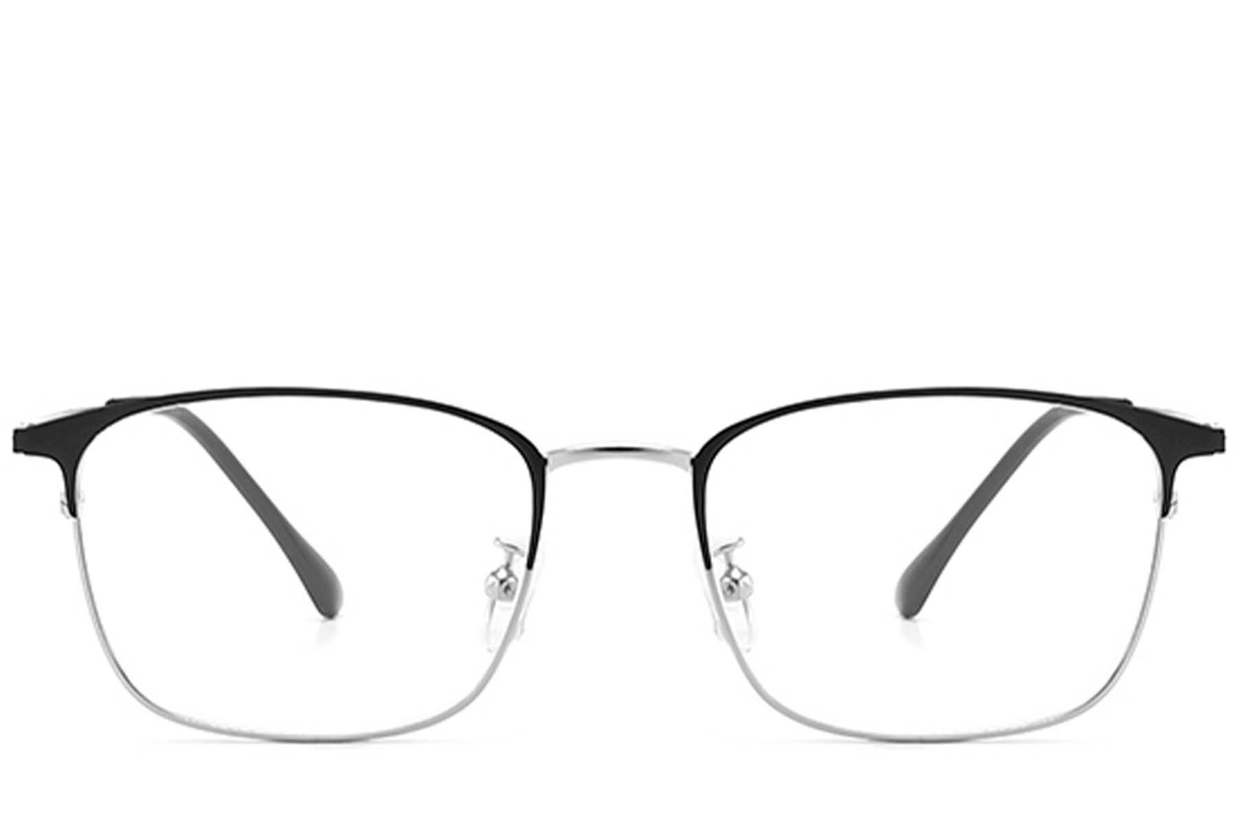 BS0406-0174_Silver_Rectangular_Metal_Glasses_front