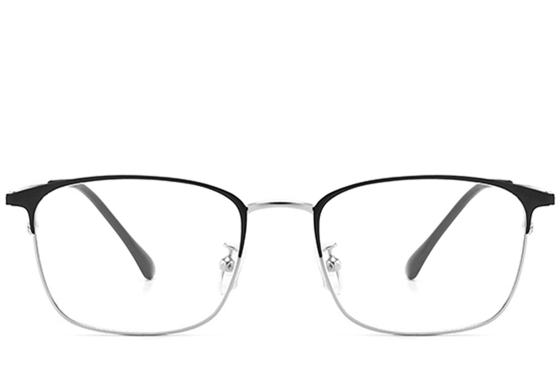 BS0406-0174_Silver_Rectangular_Metal_Glasses_front