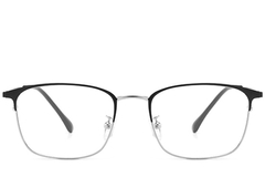 BS0406-0174_Silver_Rectangular_Metal_Glasses_front