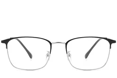 BS0406-0174_Silver_Rectangular_Metal_Glasses_front