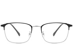 BS0406-0174_Silver_Rectangular_Metal_Glasses_front