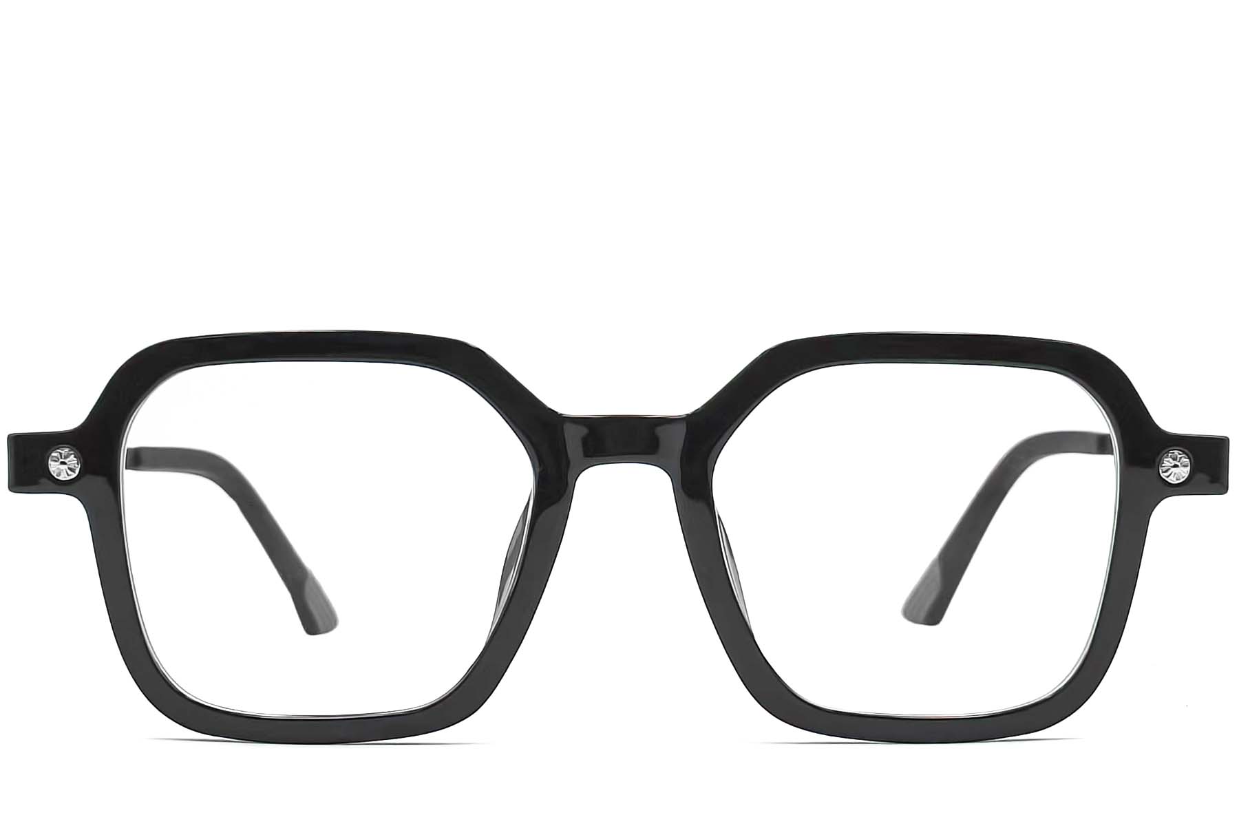 BS0406-0175_Black_Rectangular_TR90_Glasses_front