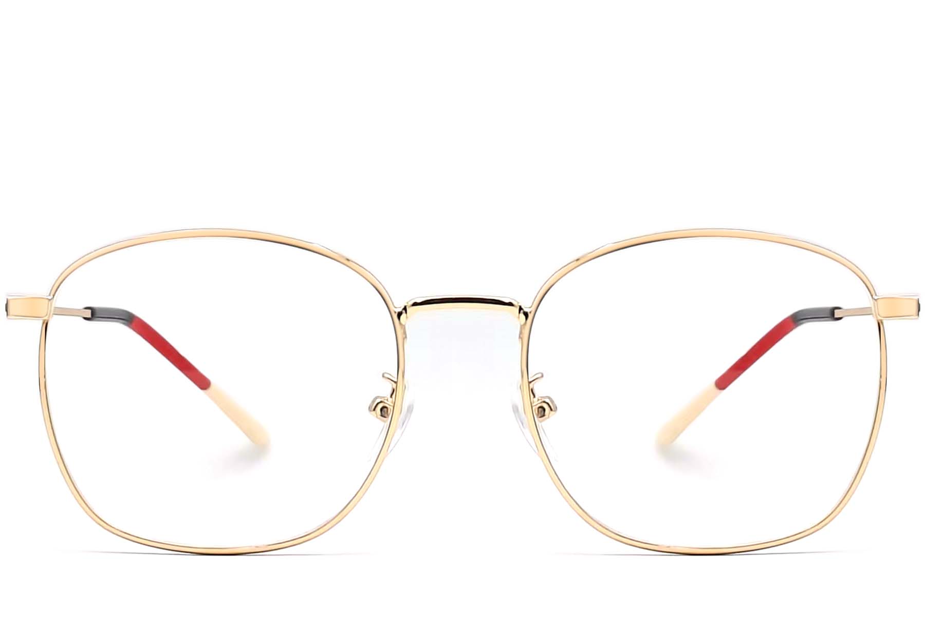 BS0406-0181_Golden_Rectangular_Metal_Glasses_front