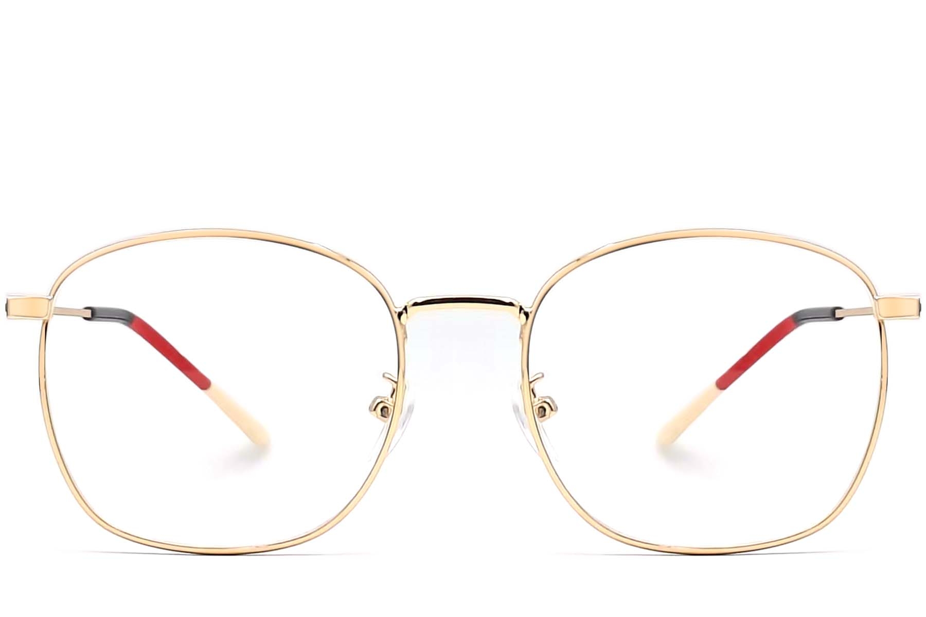 BS0406-0181_Golden_Rectangular_Metal_Glasses_front