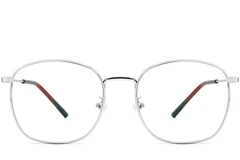 BS0406-0182_Silver_Rectangular_Metal_Glasses_front