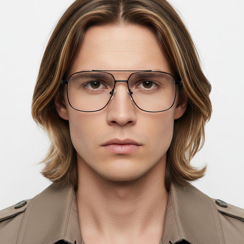 Aviator Black Metal Glasses #BS0406-0183