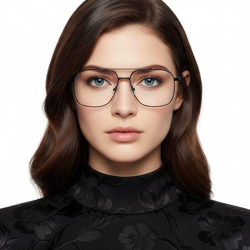 BS0406-0183_Black_Aviator_Metal_Glasses_model