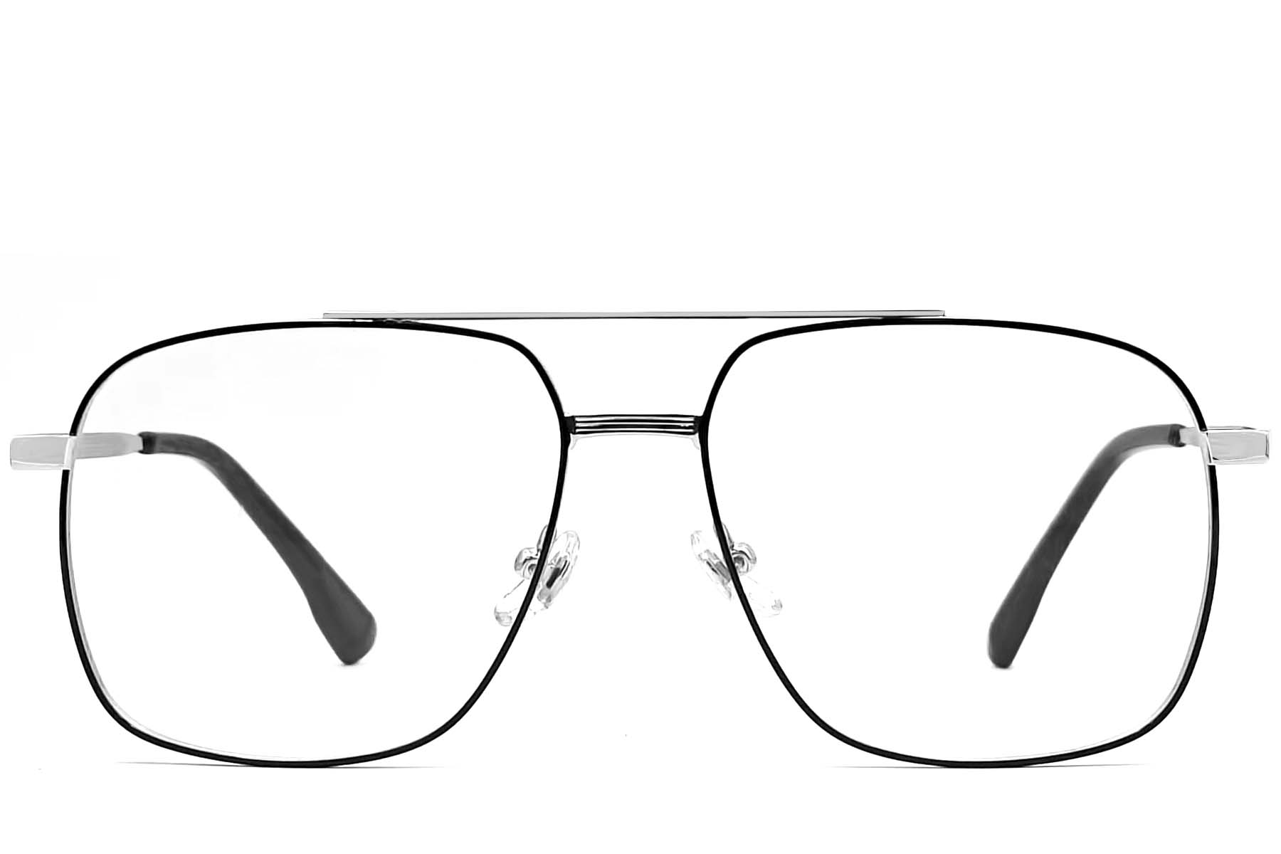 BS0406-0187_Silver_Aviator_Metal_Glasses_front